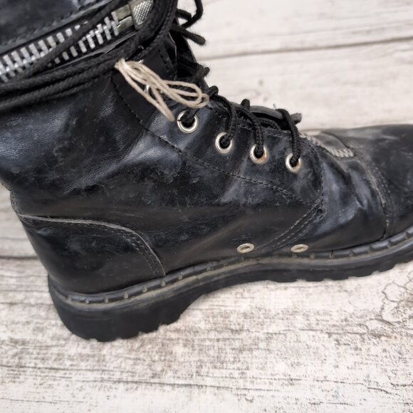Demonia Black Triple Zipper Revolver Combat Boots Goth Emo Size Men 8 main image 2